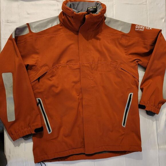 Gore Tex Softshell Jacket Mens L Fleece Lined Waterproof Taped Seams Hiking Vent